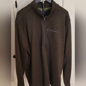 Eddie Bauer Men's 3XL Brown 1/4 Zip Pullover Fleece Sweater Excellent Condition